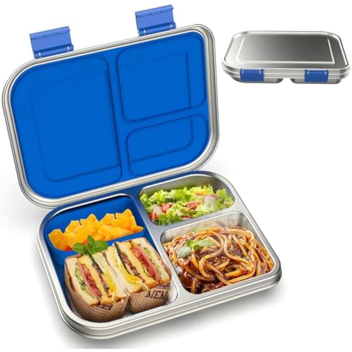 Stainless Bento Box - Edelstahl-Bento-Lunchbox für Kinder, auslaufsicher, 3-Fächer mit