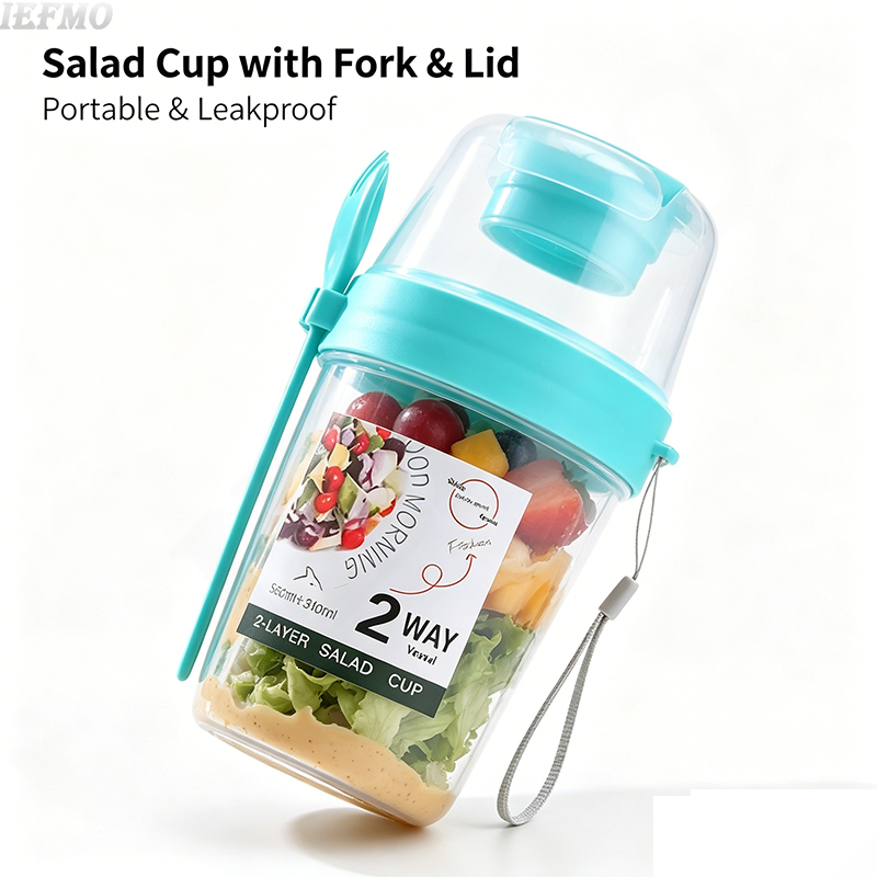 Meal Prep Yogurt Bowl - Salatschüssel-Set für unterwegs mit integrierter Gabel