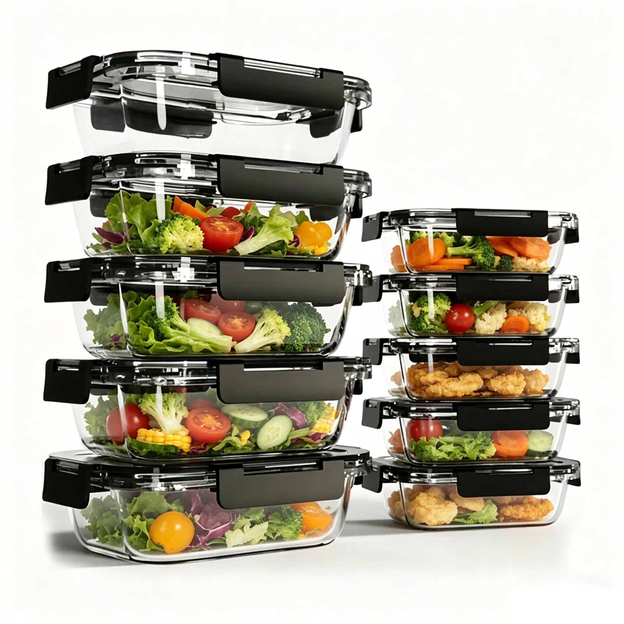 Meal Prep Glass Containers Oven Safe - 10er-Pack Glasbehälter für Essenszubereitung, moderne, klare