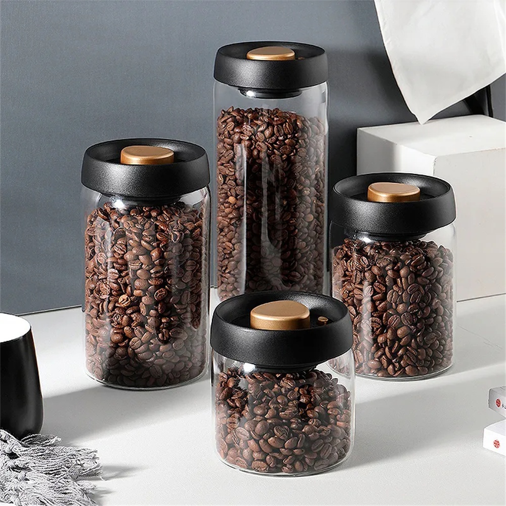 Meal Prep Glass Containers - 1 Packung Kaffeebohnen-Aufbewahrungsbehälter mit Luftdichtem Deckel,