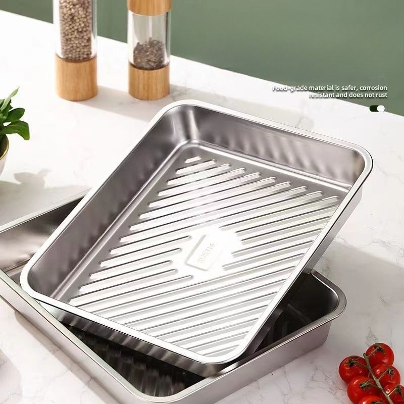 Meal Prep Menu - Abgedecktes Knödeltablett aus Edelstahl 304, rechteckiger