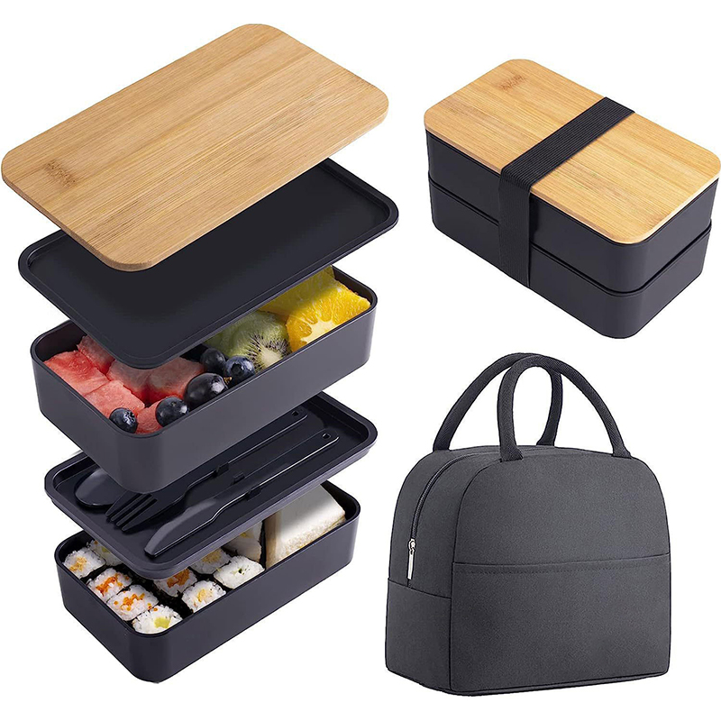 Meal Prep Fit - Stapelbare Bento-Box mit Utensilien, 1200 ml,
