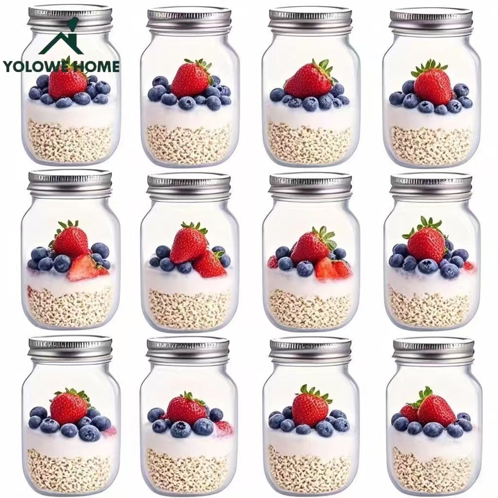 Meal Prep Glass Containers - 6er-Set, 12er-Set, 500ml/16oz, Glas-Einmachgläser, Glas-Vorratsgläser, Küchen-Vorratsbehälter,