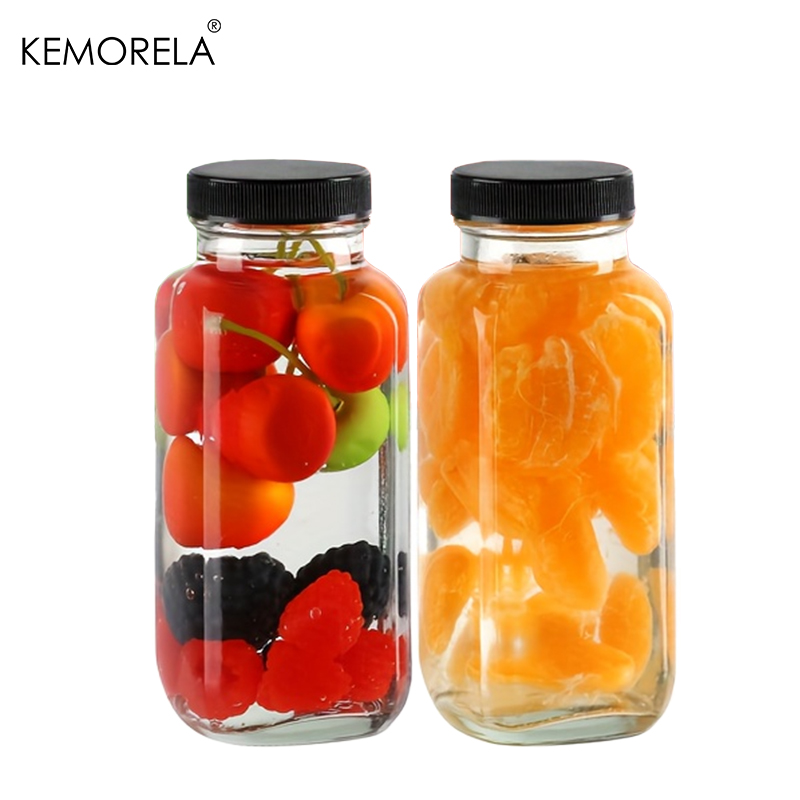Meal Prep Juice Bottles - 2/4PCS 350ML Glasflasche Auslaufsichere Vintage Wasserflasche