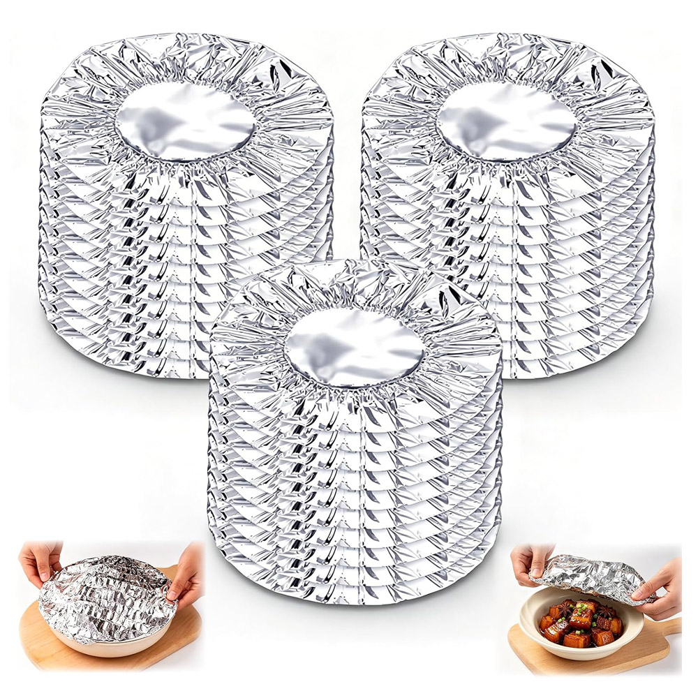 Meal Prep Fit - Wiederverwendbare Aluminiumfolien-Lebensmittelabdeckungen, Pop-Up-Isolierabdeckungen aus Alufolie, Hitzeschutzdeckel