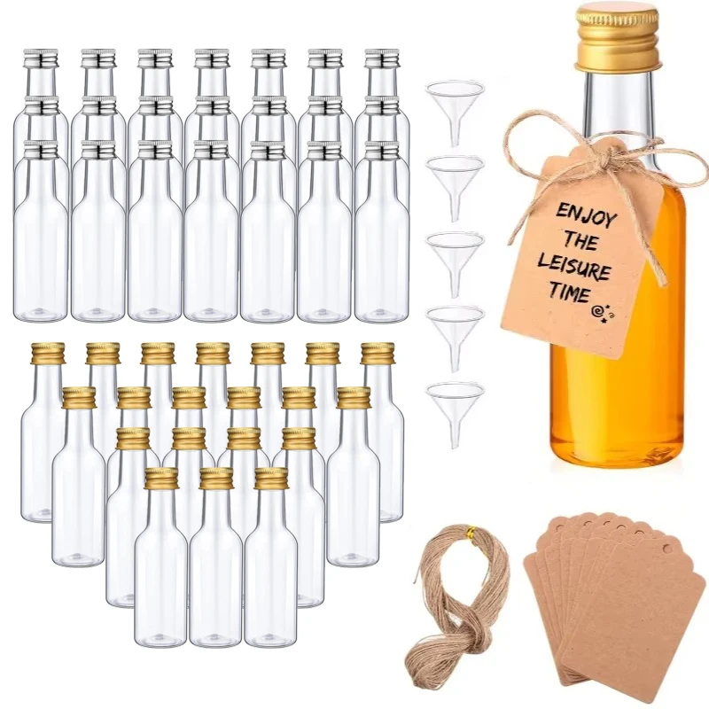 Meal Prep Juice Bottles - Mini-Kunststoff-Weinflaschenanzug, 10/30/50/100 Stück, 1,7 Unzen, klare