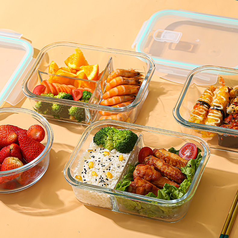 Meal Prep Glass Containers Oven Safe - Glas-Frischhaltebox aus hochborosilikathaltigem, hitzebeständigem Glas, mikrowellengeeignet,