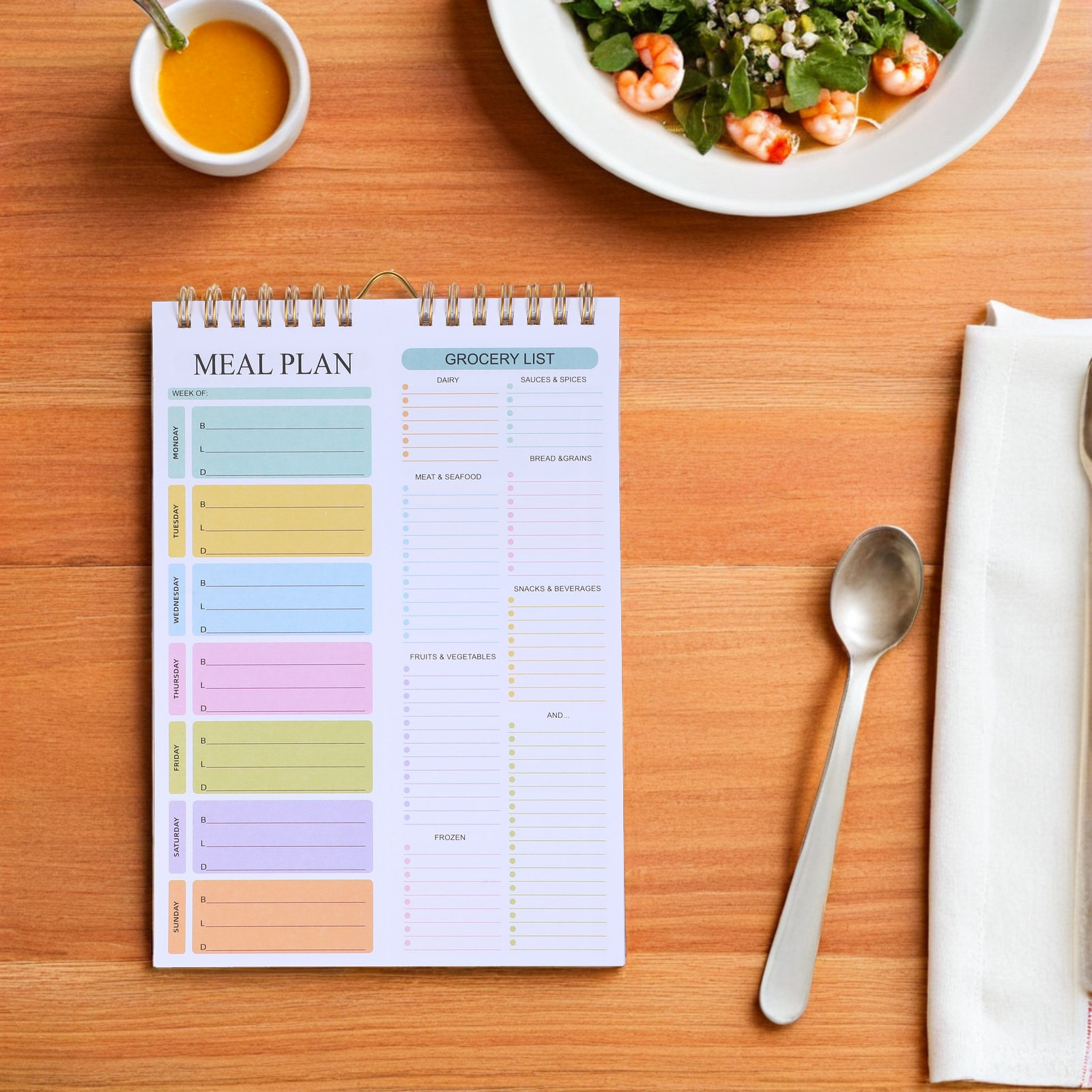 Meal Prep Menu - 52-seitiger wöchentlicher Essensplaner, Spiralbindung, A5, undatiert,