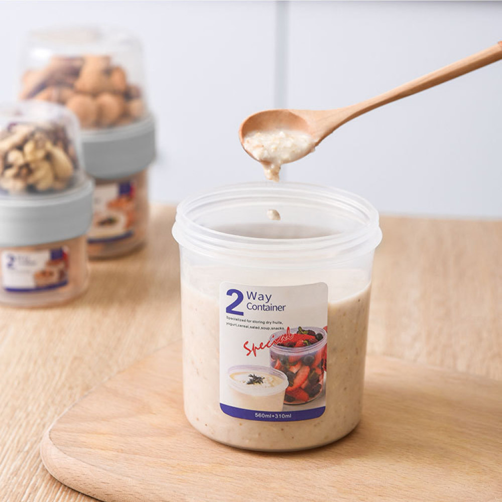 Meal Prep Yogurt Bowl - Tragbare Doppelschicht-Lebensmittelaufbewahrungsbox Luftdichter Behälter für Babynahrung,
