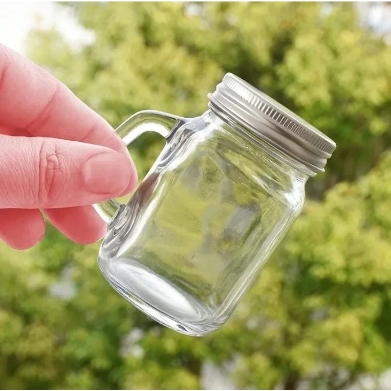 Meal Prep Juice Bottles - Tragbare Glas-Spenderflaschen mit Griff, flüssig, auslaufsicher,