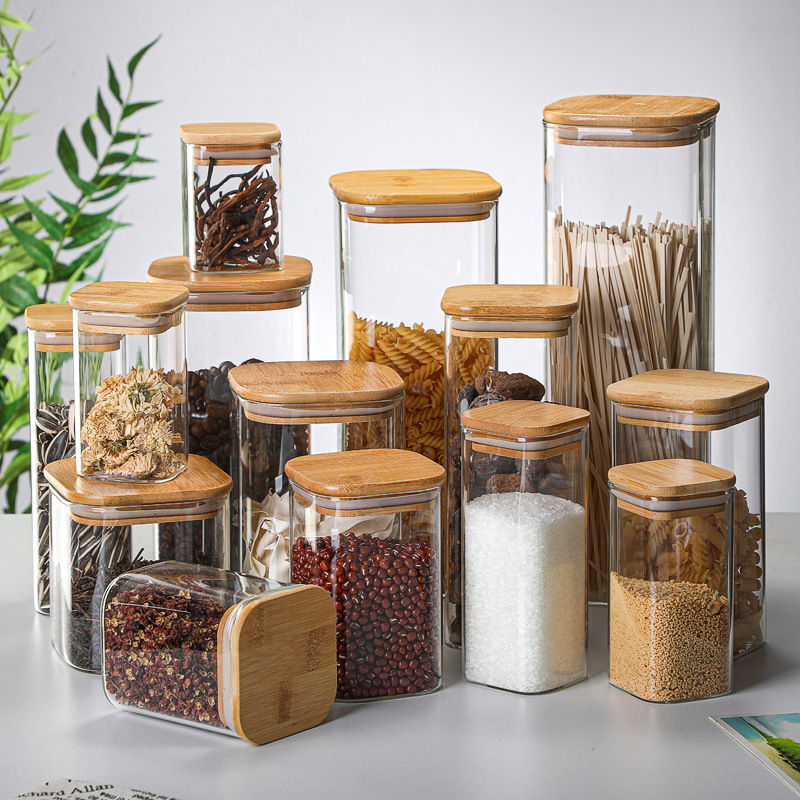 Meal Prep Glass Containers - Bambus glas Dosen transparente Aufbewahrung flaschen