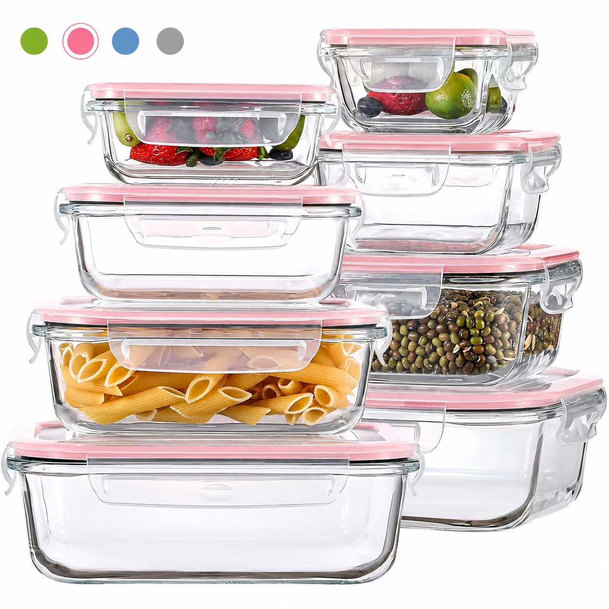 Meal Prep Glass Containers Oven Safe - 8/12-teiliges Set stapelbarer Lebensmittelbehälter aus Borosilikatglas,